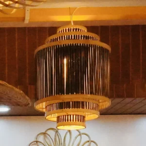 lamp Bamboo Lamp Shade Triple Layer Black Ceiling Hanging