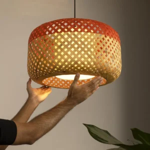 Handmade Colorful Ceiling Hanging Bamboo Lamp