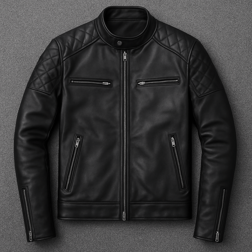 Men’s Cowhide Lord Black+Red+Green+Any Leather Jacket - Image 4