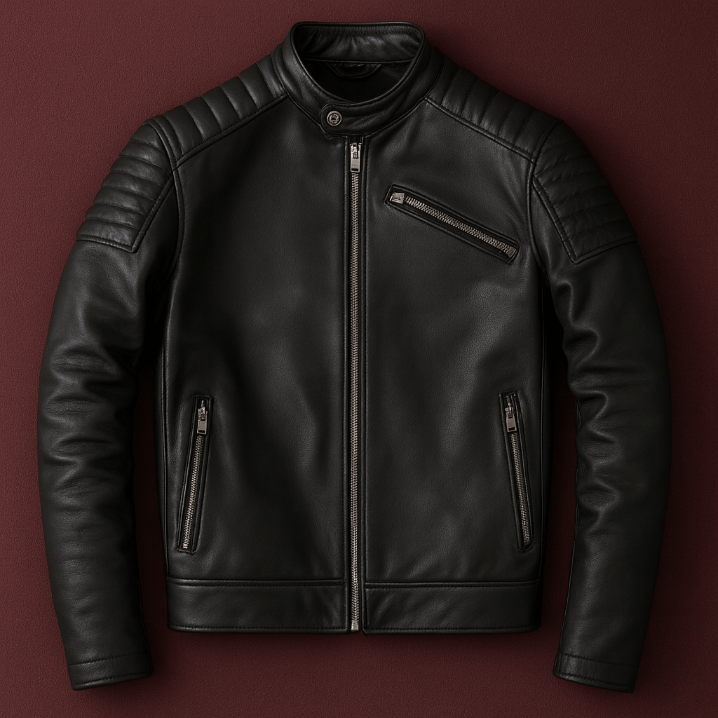 Men’s Cowhide Lord Black+Red+Green+Any Leather Jacket - Image 2