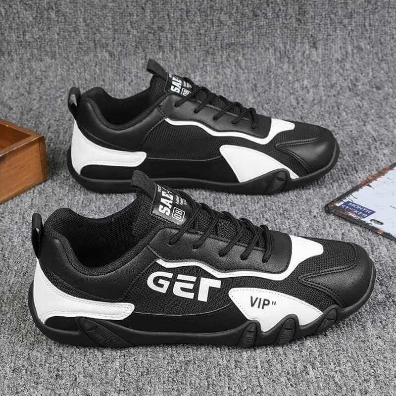 Men’s Black White Sports Shoes – Lightweight Casual Sneakers with Rubber Sole - Image 2