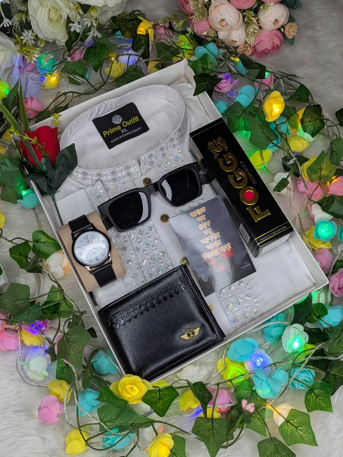 Sequence Panjabi Combo Set for Men | Gift Box with Watch Wallet Perfume Sunglass | Dokanpath